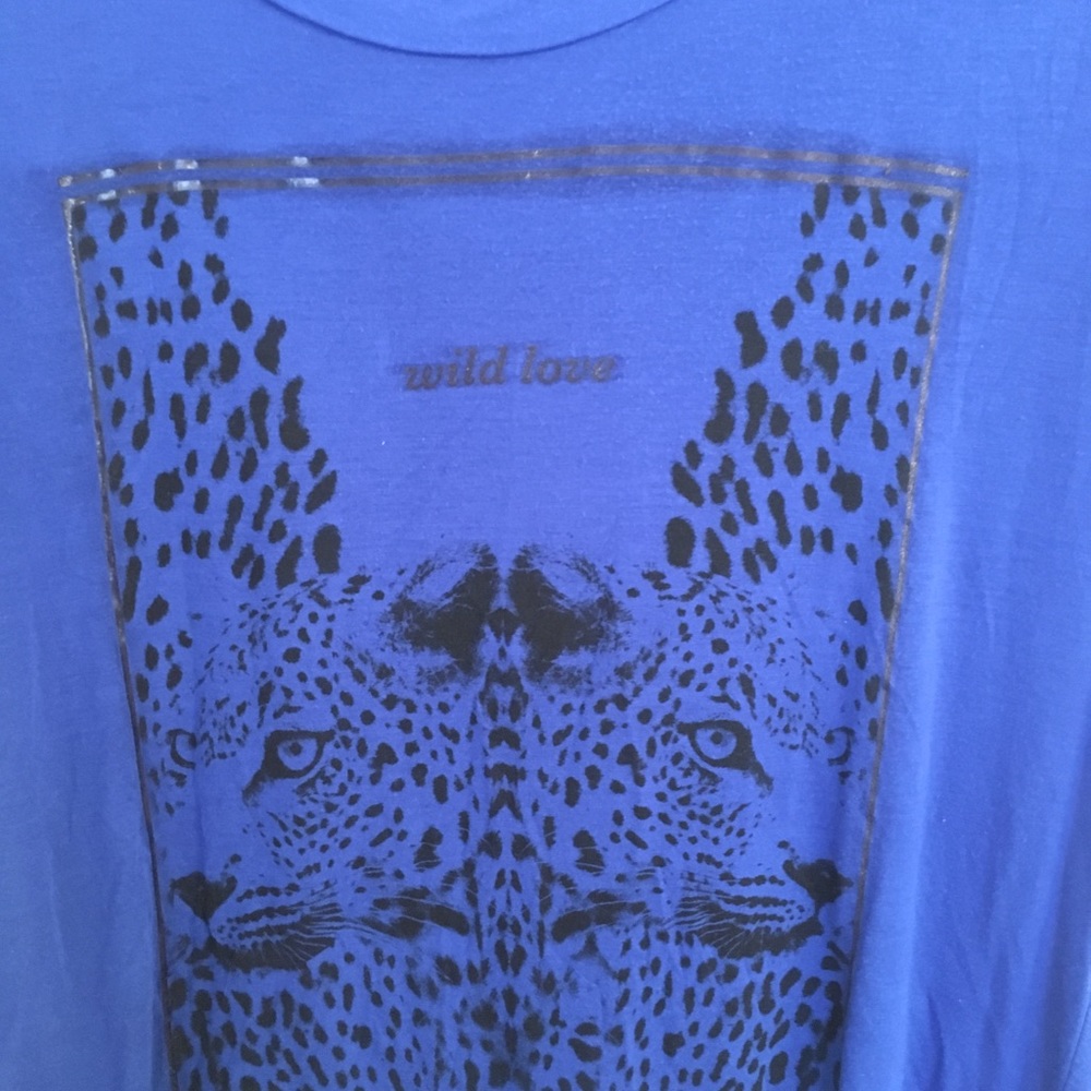 Express shirts top S stripes blue cheetah